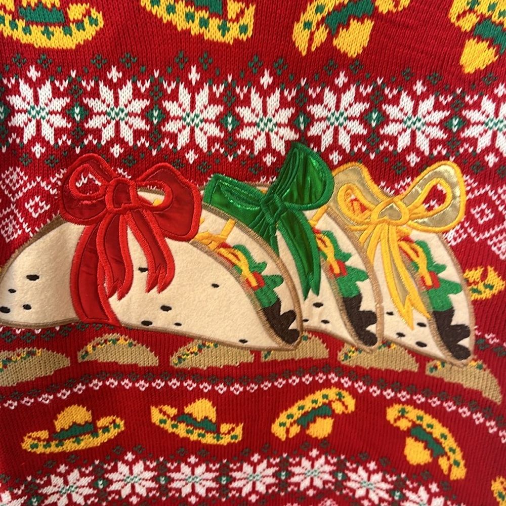 Silly ugly Christmas sweater with tacos. Large. Men’s or women’s.